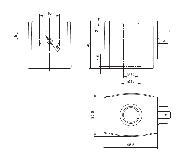 热固性塑封类制冷阀专用电磁线圈结构尺寸图