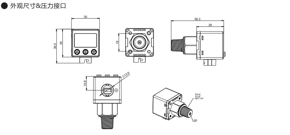 DPS-5数显压力传感器外形尺寸